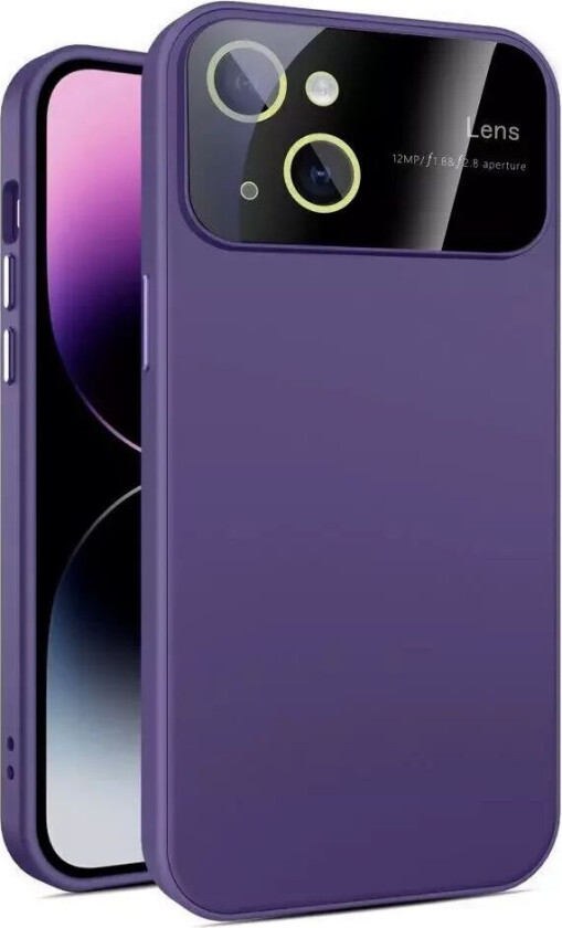 iPhone 15 Hybrid Plastdeksel m. Innebygd Kamerabeskytter - Lilla