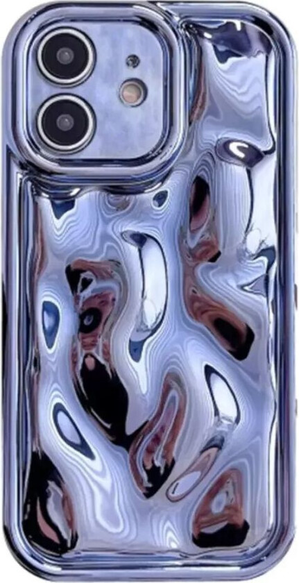 iPhone 12 Fleksibelt Plastdeksel med Ujevn og Skinende Overflate - Blå