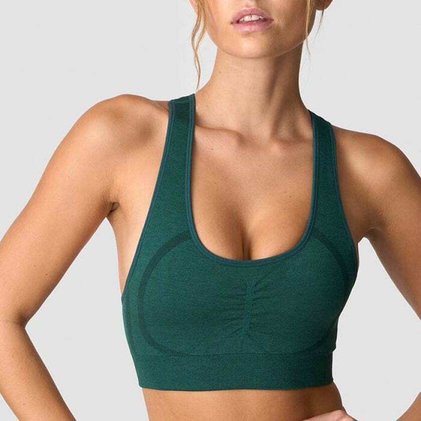 Rush Seamless Sports Bra, Dark Green Melange