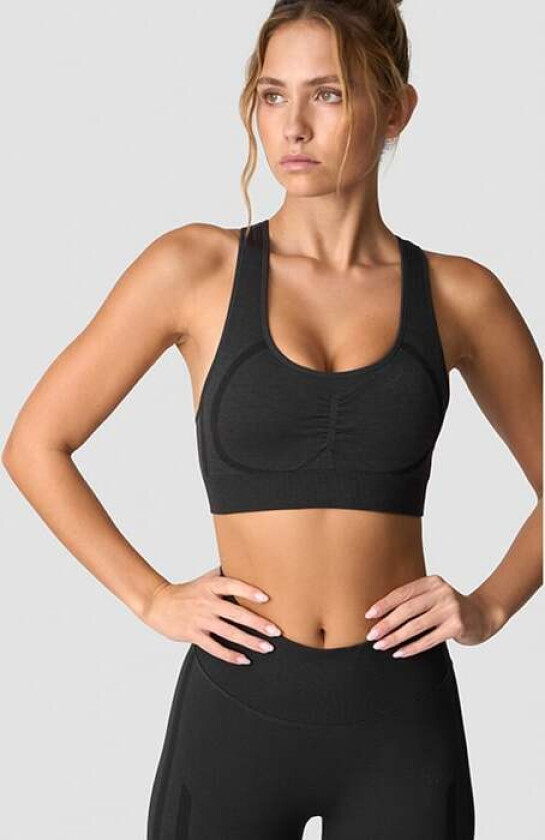 Rush Seamless Sports Bra, Dark Graphite Melange