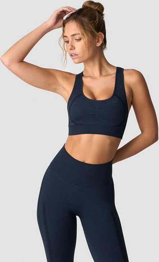 Rush Seamless Sports Bra, Navy Melange