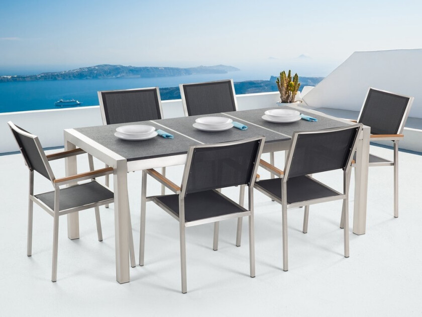 Grosseto Hagemøbel 1 Bord + 6 Stoler - Grå