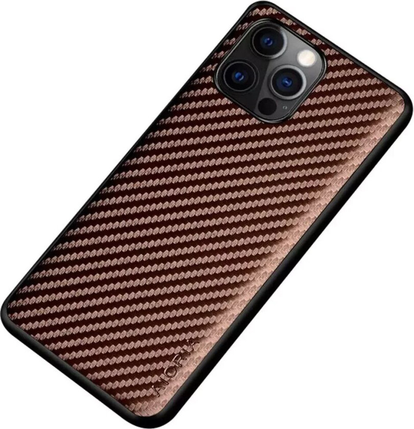 iPhone 14 Pro Max Hybrid Plastbakdeksel Med Karbondesign - Brun