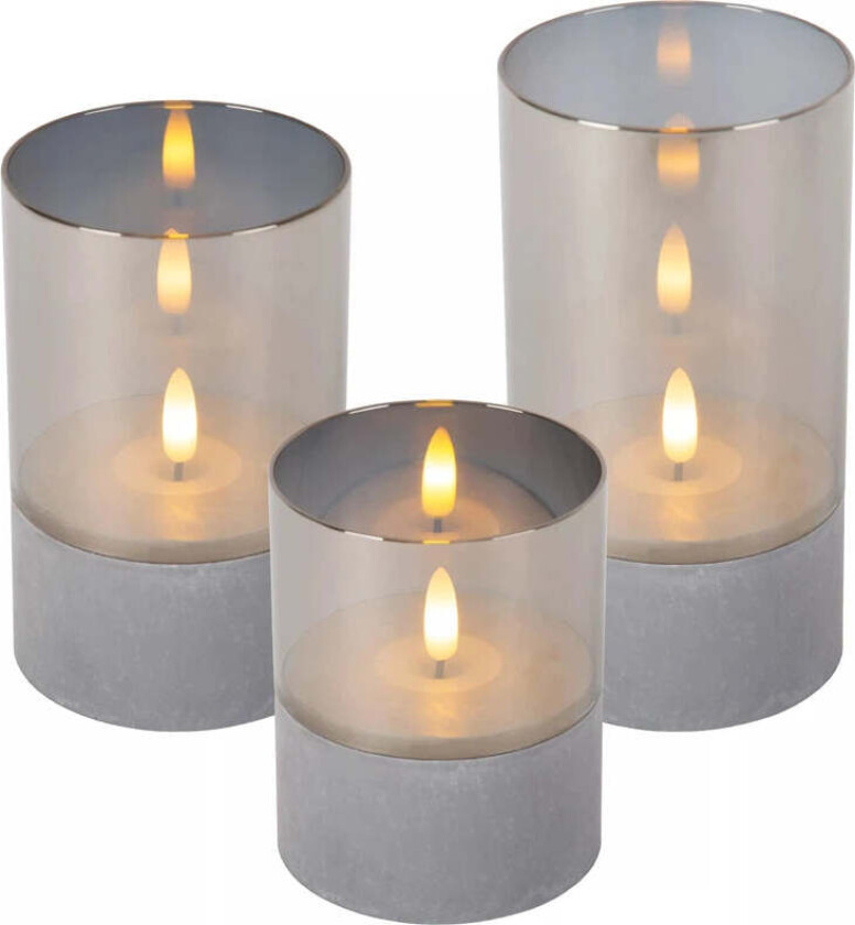 Velas bordlampe stearinlys batteridrevet - 3 pakning - Grå