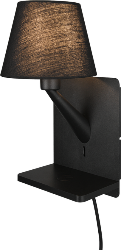 Comfort vegglampe med USB - Svart