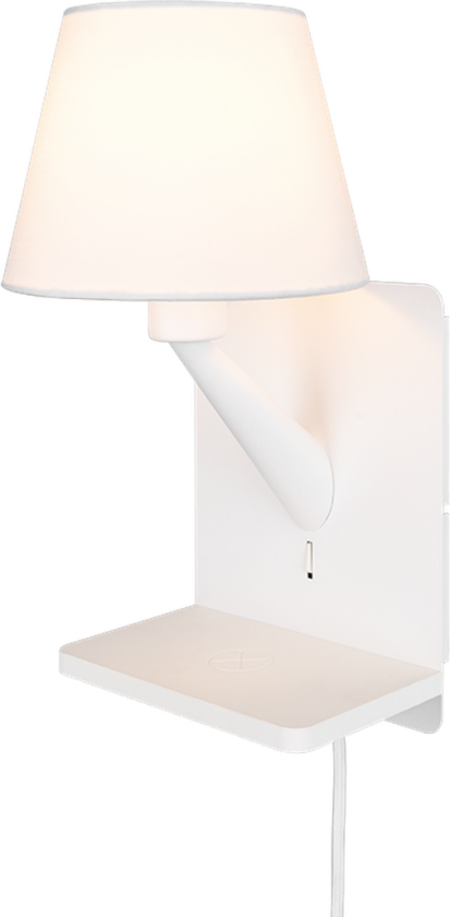 Comfort vegglampe med USB - Hvit