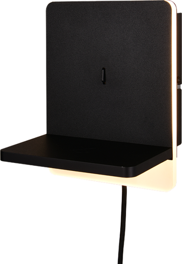 Fairfield vegglampe 9W 3000 Kelvin med USB - 3-step dim - Svart