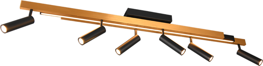 Zeno taklampe med 6 spotter og lysskinne - Medfølger fjernkontroll - Gullfarget / Svart