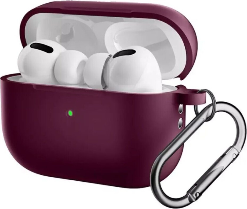 Apple Airpods Pro 2nd Gen (2022) Silikondeksel med Karabinkrok - Bordeaux