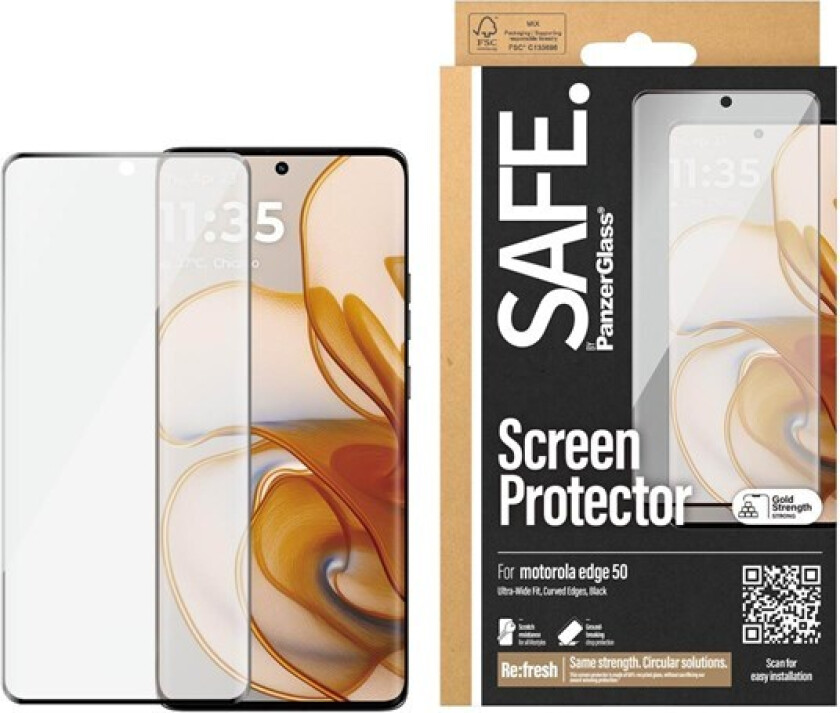 Screen Protector w. Black Frame Motorola edge 50 | Ultra-Wide Fit
