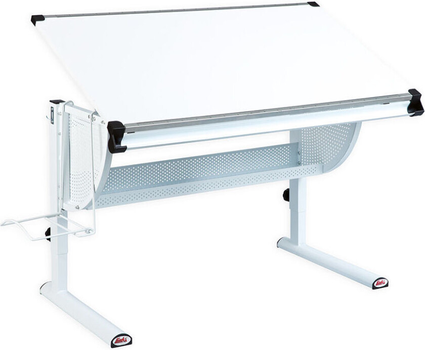 Matkan skrivebord hvit, hvit/pink/grønn.