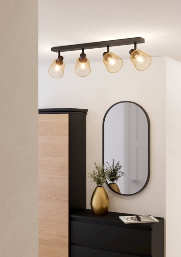 COSLADA SKINNE 4XE27 SORT/MESSING