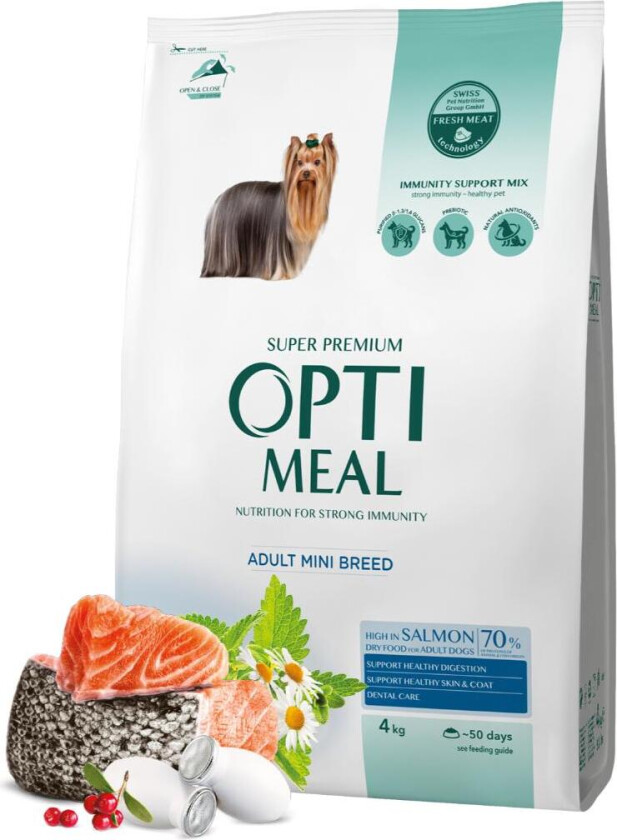 OPTIMEAL ADULT DOGS OF MINIATURE BREEDS HIGH IN SALMON 4 KG