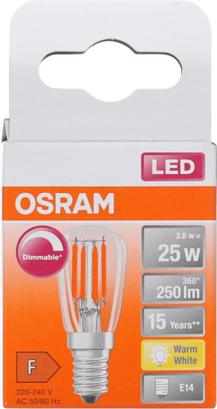 Led Lyspære T26 25 Klar E14 Dim