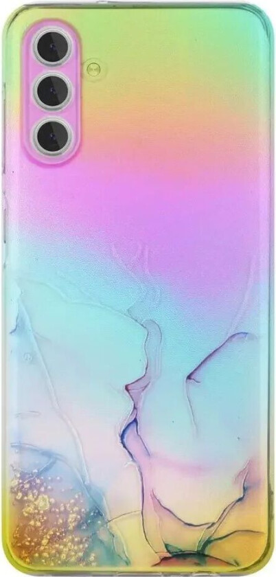 Samsung Galaxy S24 Gjennomsiktig Plastdeksel m. Fargerikt Marmormønster - Rosa