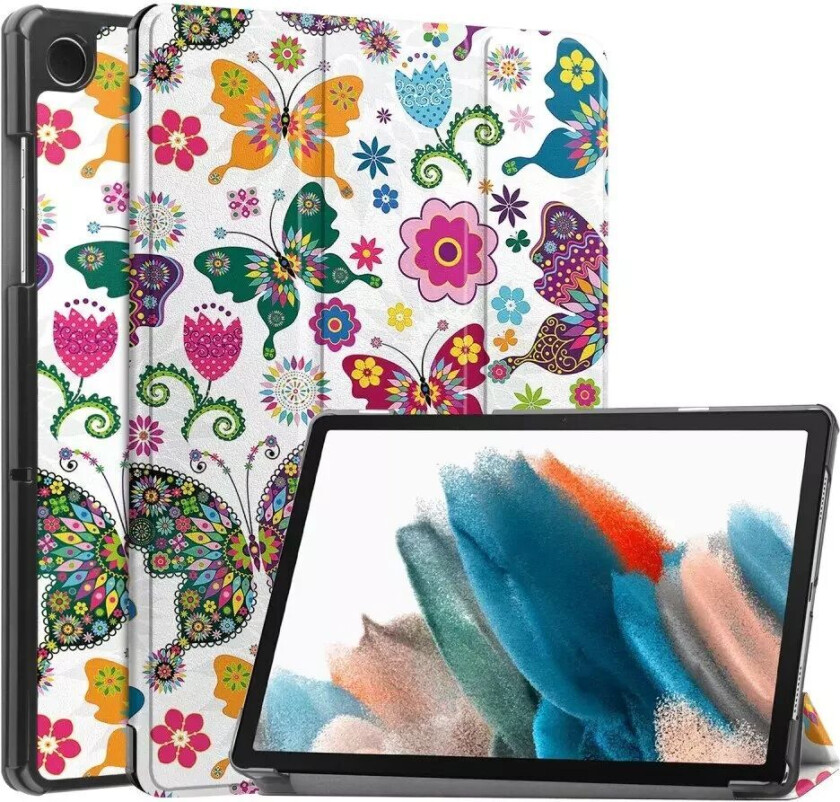 Samsung Galaxy Tab A9 Tri-Fold Deksel i Kunstskinn med Sleep-Funksjon - Sommerfugler