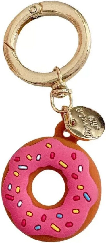 AirTag Silikonetui med Rund Karabinkrok - Donut - Rosa