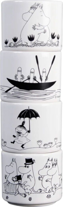 Mummitrollet eggeglass 4 deler Hvit