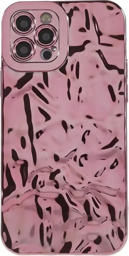 iPhone 12 Pro Glinsende Fleksibel Plast Bakside Deksel - Bølget Design - Rose Gold