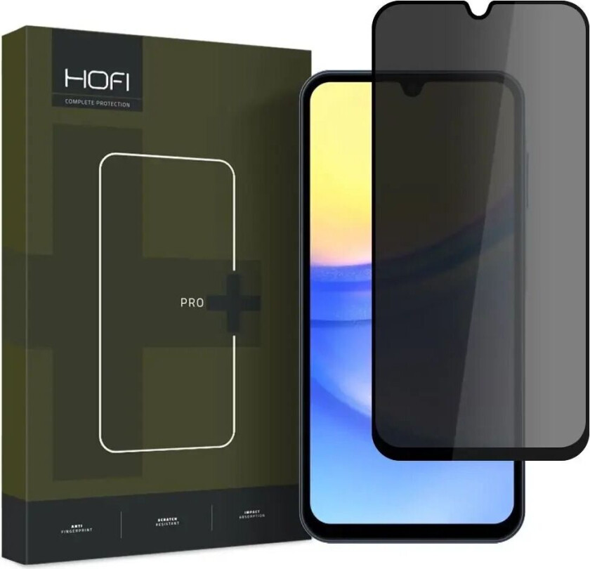 Hofi Samsung Galaxy A15 / A15 (5G) / A25 (5G) Glass Pro+ Skjermbeskyttelse med Privacy - Case Friendly - Gjennomsiktig / Svart Kant