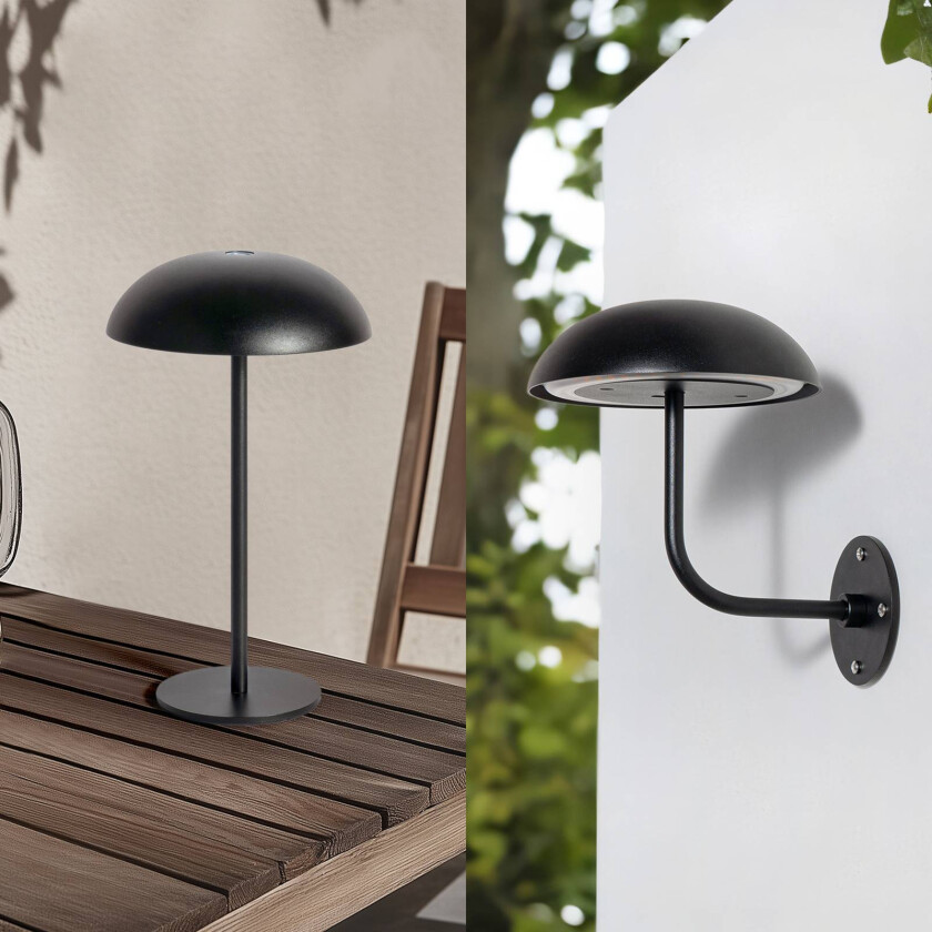 oppladbar LED-bordlampe Thenra, svart, jern