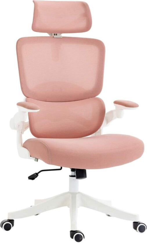 Kontorstol Gyngefunksjon, Skrivebordsstol, Høydejusterbar Datastol Opptil 120Kg, Mesh, Rosa, 62X58X120-133Cm