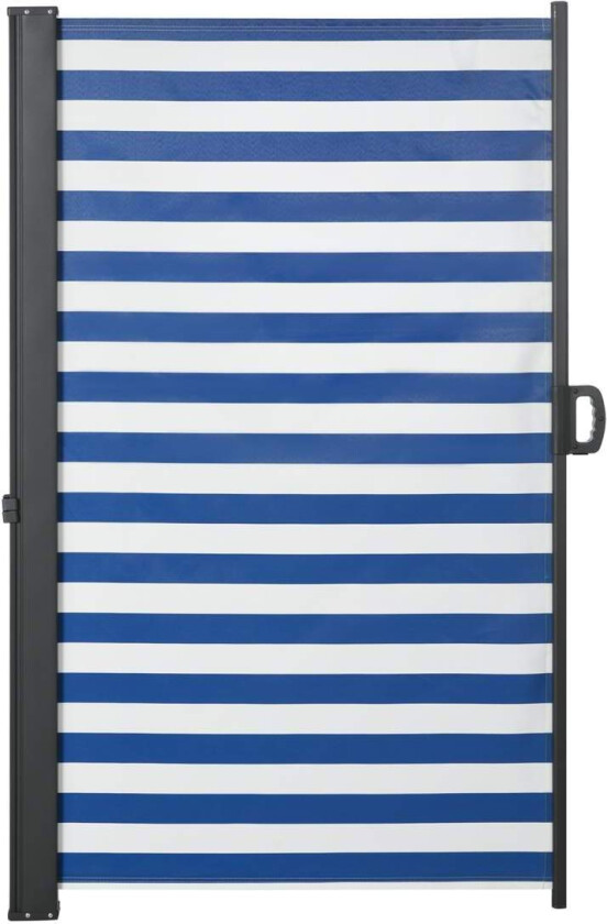 Uttrekkbar Sidemarkise, 300X160 Cm Personvernskjerm, Hagemarkise Med Uv-Beskyttelse, Vindbeskyttelse, Polyester, Blå+Hvit