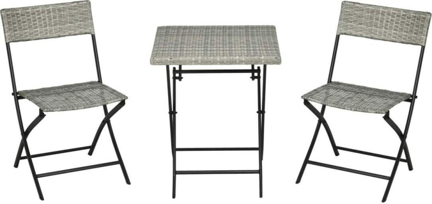 3 Stk. Balkongmøbelsett For Rotter, Bistrosett Med 2 Sammenleggbare Stoler, Klappbord, Hagemøbelsett, Sittegruppe, Sittegruppe,