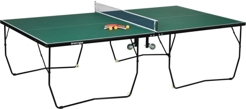 Innendørs Bordtennisbord Med Hjul Bordtennisbord Sammenleggbart Bordtennisspillsett Med 2 Bordtennisball Og 3 Baller, Stål, Grøn