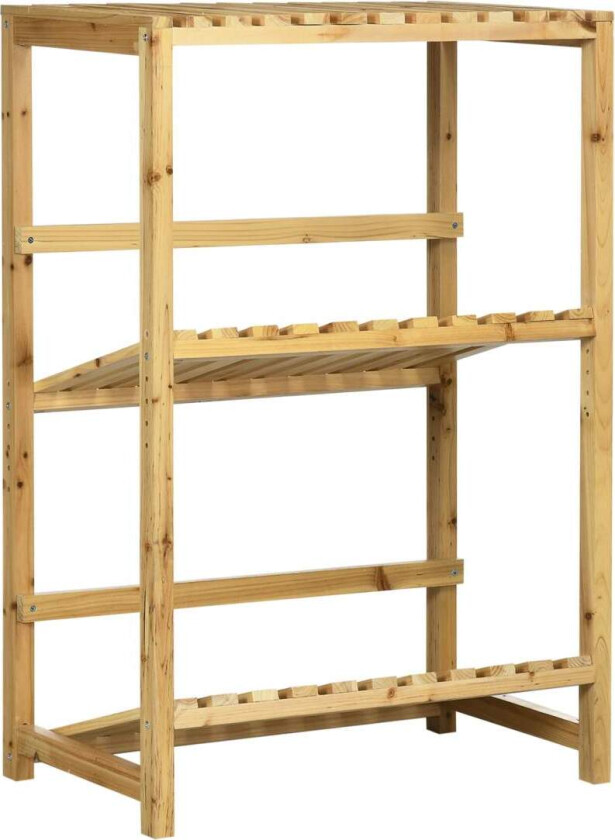 Vinstativ Flaskestativ, Vinholder Med 2 Skråhyller, Stående Hylle For Uteplass Og Hage, Naturlig, 74X45X111 Cm