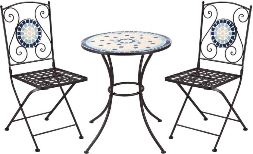 Bistrosett For 2 I Nostalgisk Design, Mosaikksteiner, Værbestandig, Flerfarget