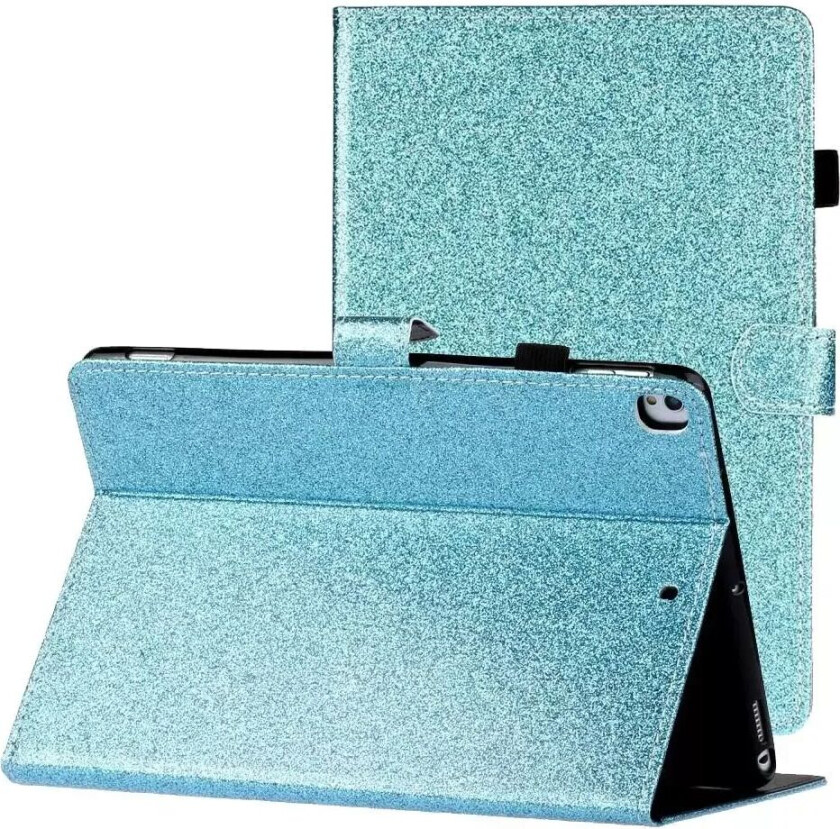 iPad 10.2" (2021 / 2020 / 2019) Glitter Deksel m. Stativfunksjoner & Kortholder - Glitter Blue