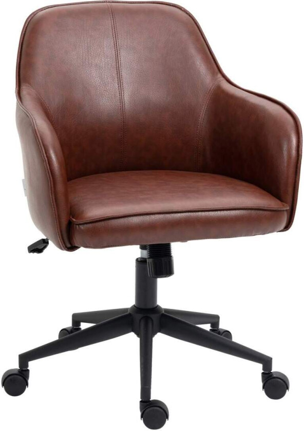 Kontorstol Skrivebordsstol Med Vippefunksjon, Hjul, Imitert Skinnlook, 93-101 Cm Høydejusterbar, Opptil 120 Kg, Brun