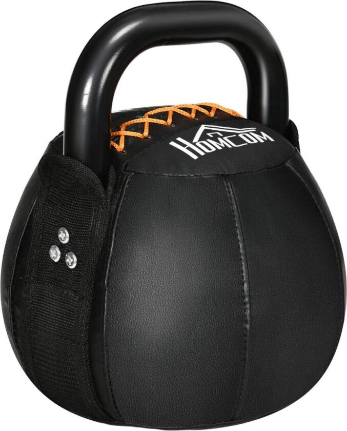 Kettlebell 8 Kg Kettlebell Med Stålhåndtak For Styrketrening, Vektløfting, Utholdenhet, Gulvvennlig Kåpe I Kunstskinn, Svart