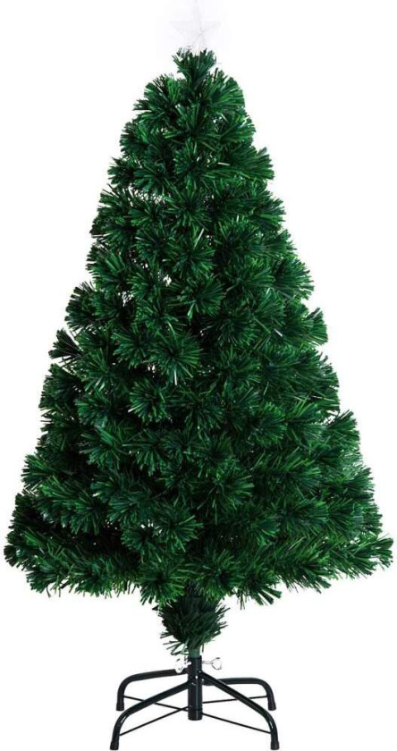 Juletre Kunstig Juletre Gran Tre Lys Fiber Led Tre Med Metallstativ, Fiberoptisk Fargeveksler, Grønn, 120 Cm