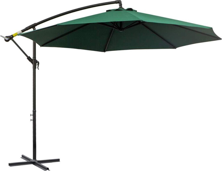 Parasoll Utkragende Parasoll Med Sveiv, Stålramme & Polyesterstoff, Grønn, Ø2,95X2,45M