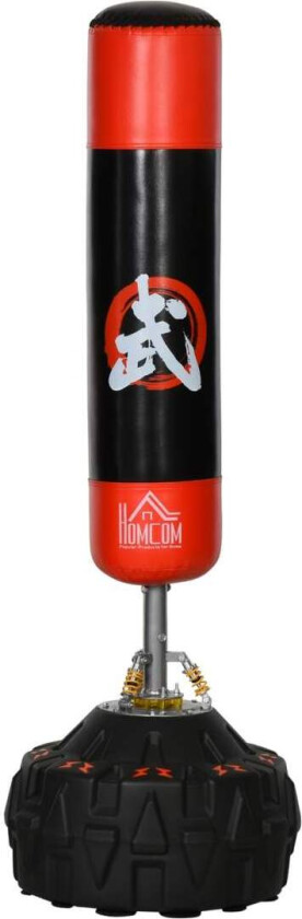 Stående Boksesekk, Frittstående Boksetreningsapparat For Voksne, Med Sugebase, Sort+Rød, 60X60X180Cm