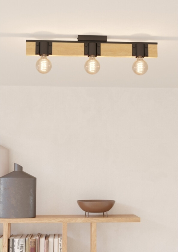 BAILRIGG LOFT 3XE27 SORT/NATUR