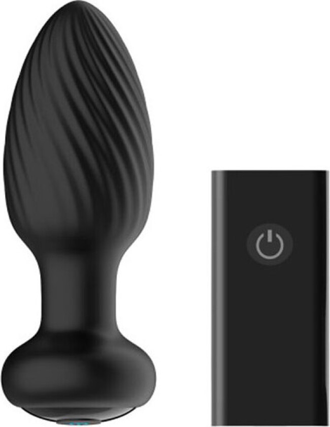 Tornado Roterende og Vibrerende Butt Plug   - Svart - M