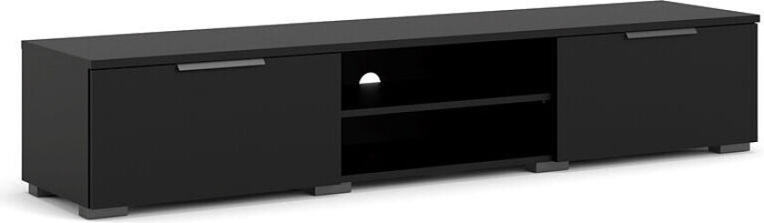 Malika TV-bord med 2 skuffer og 1 hylle, matt svart .
