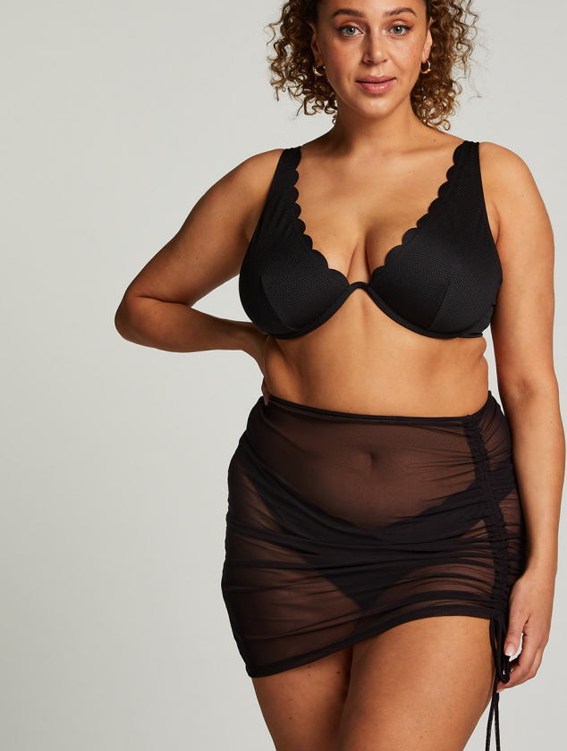 Beach Mesh Bikiniskjørt, Farge: Svart, Størrelse: L, Kvinner