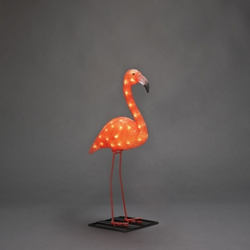 Flamingo i akryl 48 rav LED, høyde 70 cm.