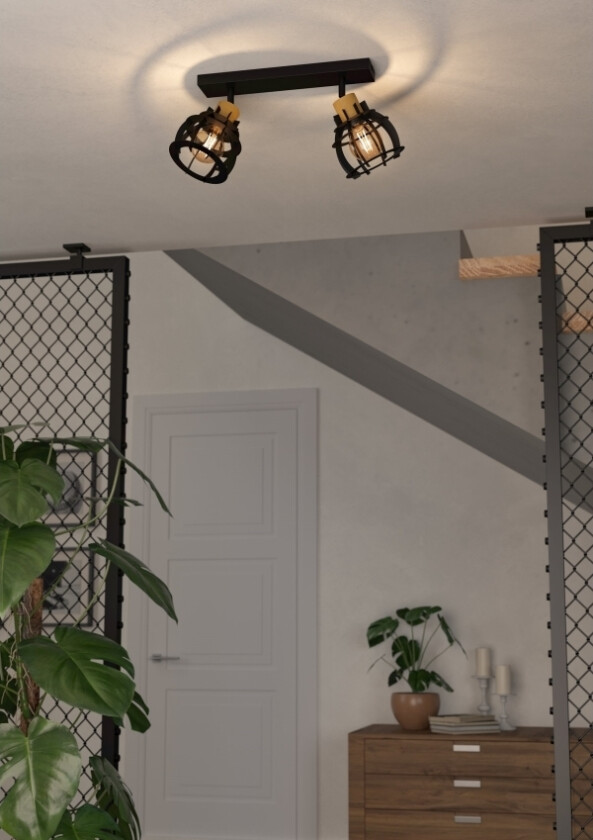 Eglo Stillington 1 Skinne 2xe27 Sort/natur