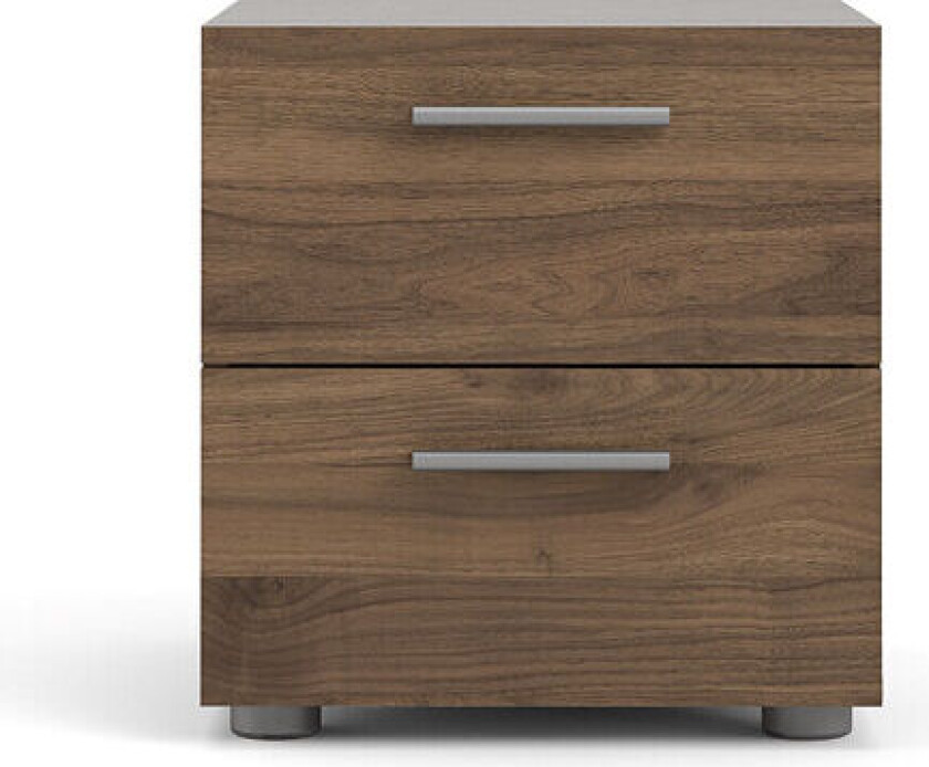 Bilde av Petra nattbord med 2 skuffer, valnøtt dekor.