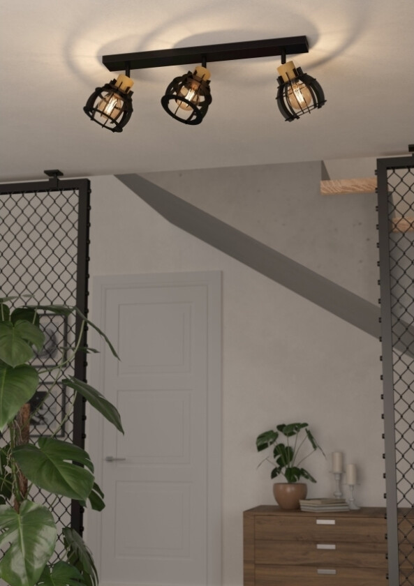 Eglo Stillington 1 Skinne 3xe27 Sort/natur