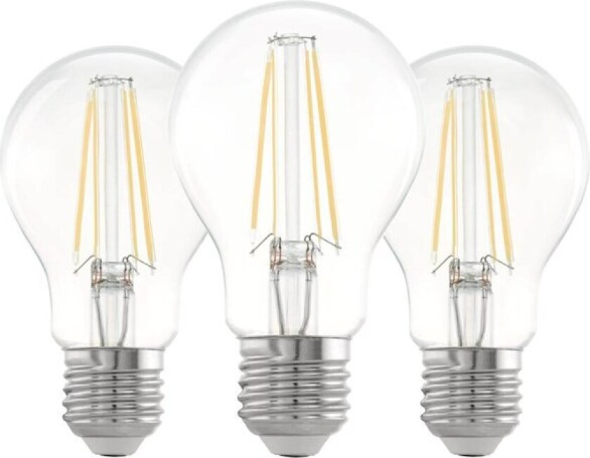 LED-lyspære E27 A60 7W 806LM 2700K KLAR 3 STK E27
