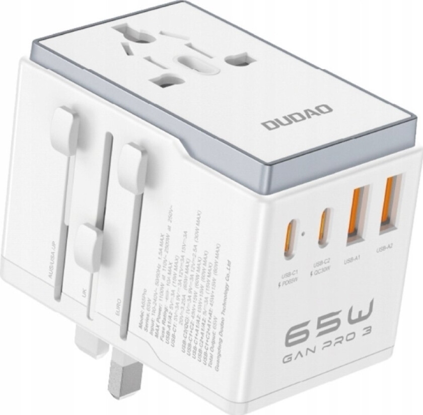 A65pro Universal Travel Adapter White