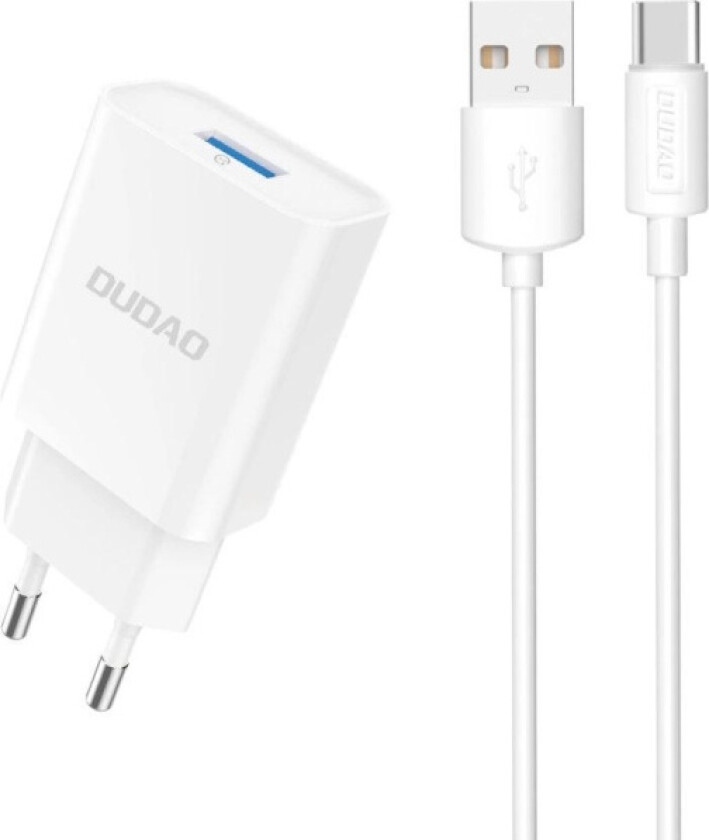 A4eu Usb-A 2.1a Nettverkslader - Hvit + Usb-A - Usb-C-Kabel