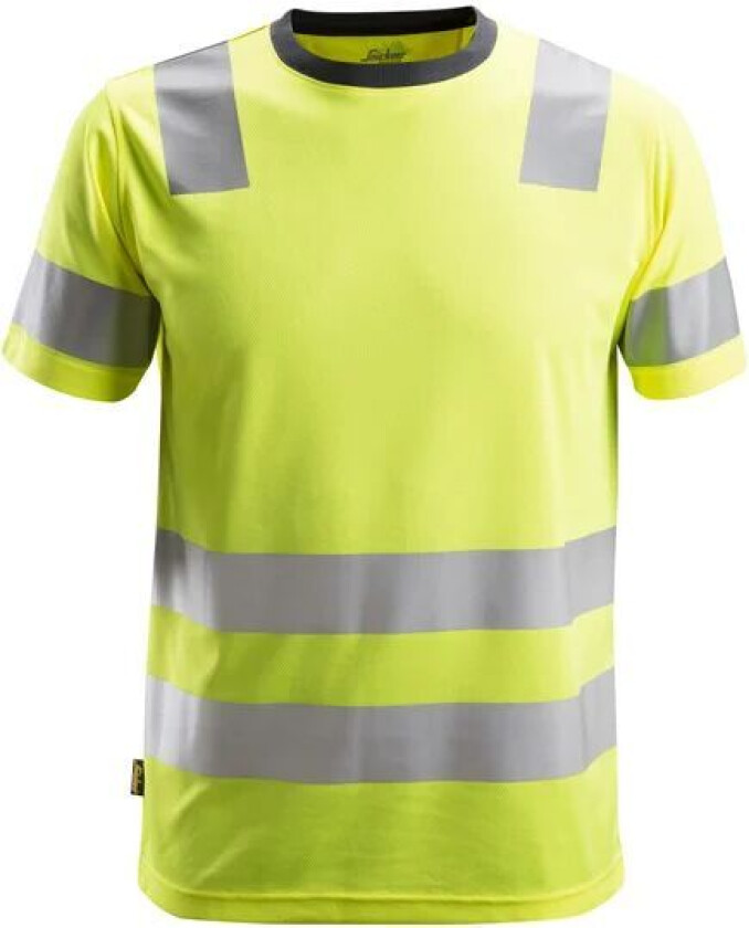 T-skjorte 2530 gul str L Snickers Workwear