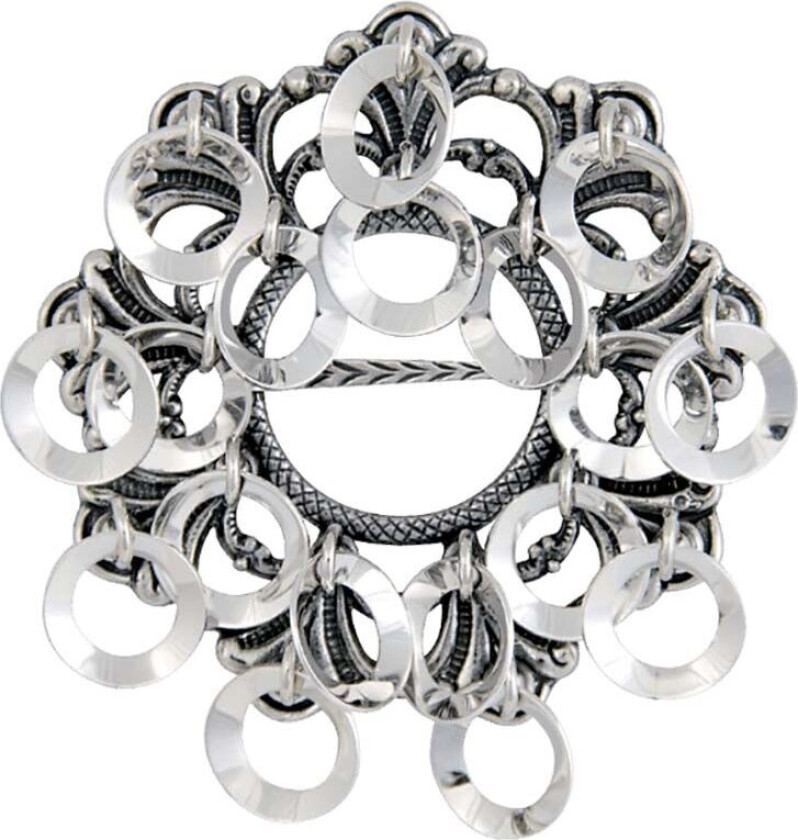 Sølje Trønderbunad i 830 oksidert sølv med ringløv